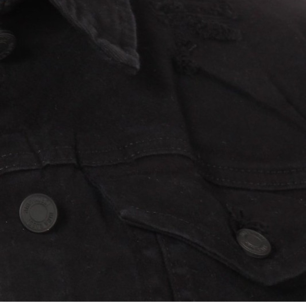 Classic Black Distressed Denim Jacket - Picture 5 of 5